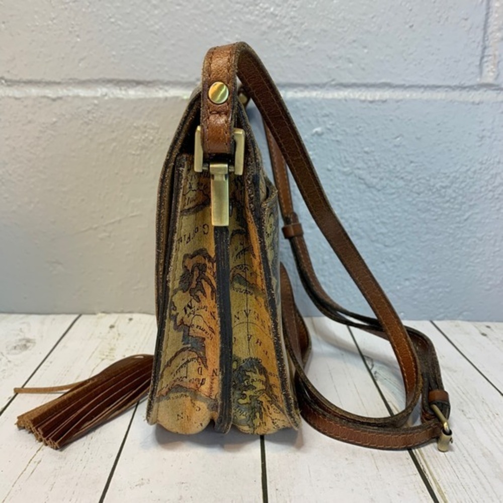 Patricia Nash Brinlee Leather Saddle Crossbody Bag-European Map - Picture 4 of 14